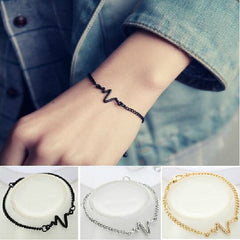 2018 New Arrivals Korean Fashion Hot Simple Waves ECG Heart Rate Lightning Bracelets For Women & Men Jewelry Summer Style Beach