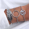 4 Pcs/ Set Classic Arrow Knot Round Crystal Multilayer Adjustable Open Bracelet Set Women Fashion Party Jewelry Multiple Styles
