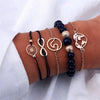 4 Pcs/ Set Classic Arrow Knot Round Crystal Multilayer Adjustable Open Bracelet Set Women Fashion Party Jewelry Multiple Styles